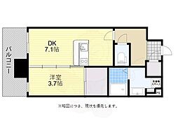 リアンシエルブルー白金 1DKの間取図画像