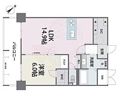 アビターレ薬院南 1LDKの間取図画像