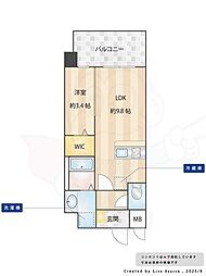 JugameCp吉塚 1LDKの間取図画像