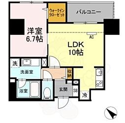 ウィスタリアレジデンス博多 1LDKの間取図画像