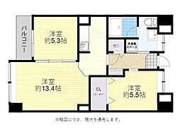 レジディア天神南 2LDKの間取図画像