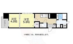 ラクレイス平尾山荘通り 1LDKの間取図画像