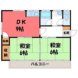 第二橋本マンション 2DKの間取図画像