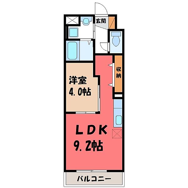 アーバンプレイス ｜栃木県宇都宮市今泉5丁目(賃貸マンション1LDK・3階・33.35㎡)の写真 その2