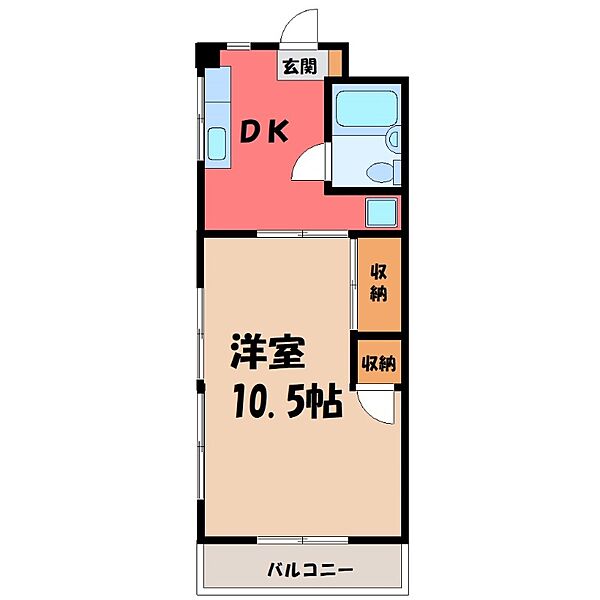 フォレスト I ｜栃木県宇都宮市大曽4丁目(賃貸マンション1DK・1階・29.70㎡)の写真 その2