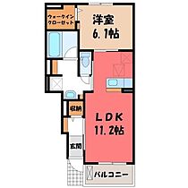 栃木県下野市仁良川（賃貸アパート1LDK・1階・44.18㎡） その2