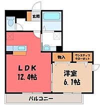 栃木県宇都宮市簗瀬町（賃貸アパート1LDK・1階・47.05㎡） その2