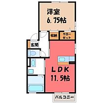 栃木県真岡市長田1丁目（賃貸アパート1LDK・1階・45.42㎡） その2