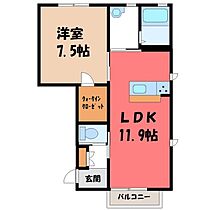 栃木県宇都宮市睦町（賃貸アパート1LDK・1階・45.25㎡） その2