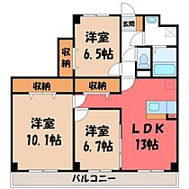 栃木県宇都宮市松原1丁目（賃貸マンション3LDK・4階・83.33㎡） その2