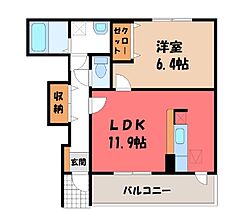 栃木県鹿沼市下田町1丁目（賃貸アパート1LDK・1階・45.12㎡） その2