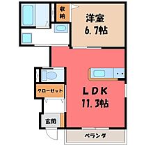 栃木県宇都宮市御幸ケ原町（賃貸アパート1LDK・1階・41.96㎡） その2