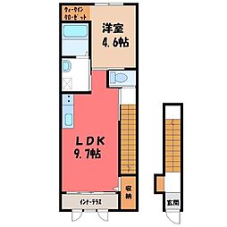 JR東北本線 宇都宮駅 バス15分 宇都宮化成前下車 徒歩13分の賃貸アパート 2階1LDKの間取り