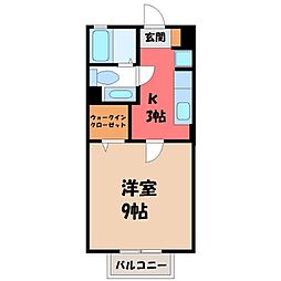 ソレアード・B 1Kの間取図画像