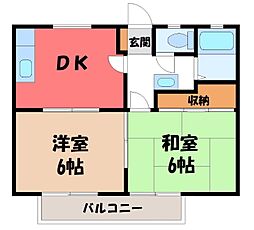 サンタハイツ 2DKの間取図画像