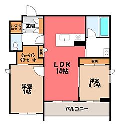 グランモード伝馬町 2LDKの間取図画像