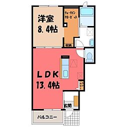クオレッティD 1LDKの間取図画像
