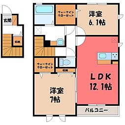 クラージュG 2LDKの間取図画像