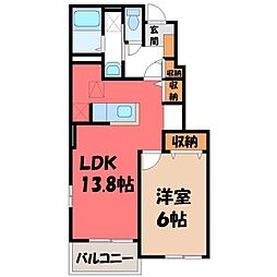 オーチャードA 1LDKの間取図画像