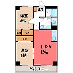 シャルムレジデンス御幸ヶ原 2LDKの間取図画像