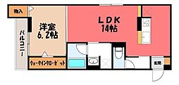 宇都宮市天神1丁目アパート 1LDKの間取図画像