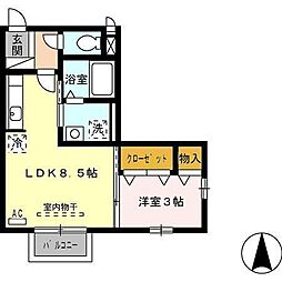 シャルムハウスひかり 1LDKの間取図画像