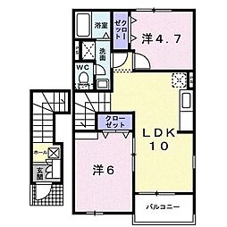 サンイーストB 2LDKの間取図画像