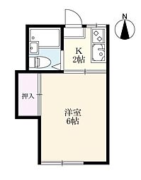 コーポ森 1Kの間取図画像