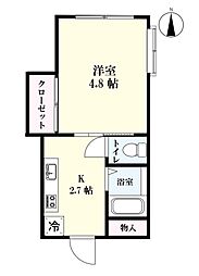 本庄マンション 1Kの間取図画像