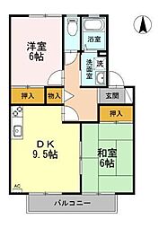 フェルメールヒルズ 2DKの間取図画像