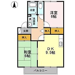 フェルメールヒルズ 2DKの間取図画像