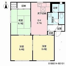 エクセレント川副B 3DKの間取図画像