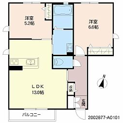 アプリーレ佐大前 2LDKの間取図画像