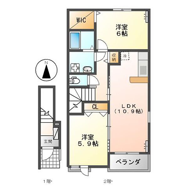 アミスタ ｜岐阜県岐阜市粟野東２丁目(賃貸アパート2LDK・2階・57.21㎡)の写真 その4