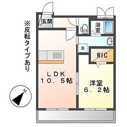 アメイジングパレスＨ 1階1LDKの間取り