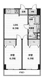 グリーンハイツ住吉 2LDKの間取図画像