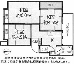 阿倍野コーポ 3Kの間取図画像