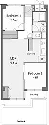 エバーグリーン第2住吉 2LDKの間取図画像