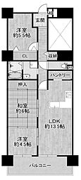 ファミール平野弐番館 3LDKの間取図画像