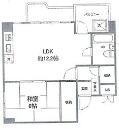 ロイヤルコーポ大手門 1LDKの間取図画像