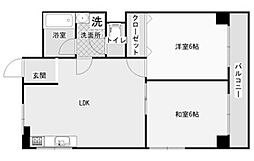 グリーンハイツ住吉 2DKの間取図画像