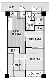 万代コーポ 3LDKの間取図画像