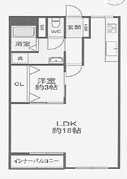 高倉第一コーポA棟 1LDKの間取図画像