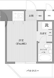 朝日プラザ夕陽ケ丘3 ワンルームの間取図画像
