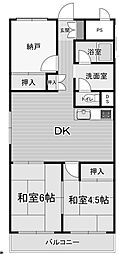パレスハイツ京橋 2SLDKの間取図画像