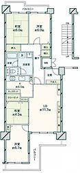 南港コープうしお23号棟 4LDKの間取図画像