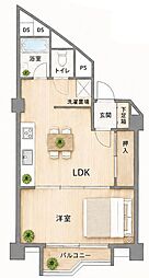 淡路第2ダイヤモンドハイム 1LDKの間取図画像