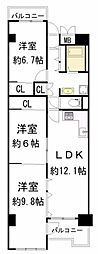 南港ガーデンハイツ23棟 3LDKの間取図画像