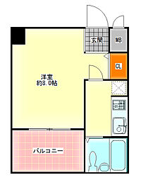 ライオンズマンション江戸堀西公園 ワンルームの間取図画像