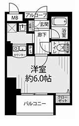 エステムプラザ梅田ウエスト 1Kの間取図画像